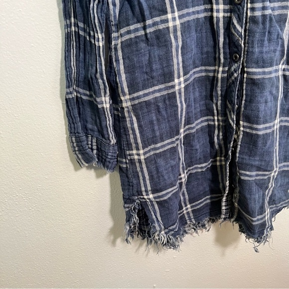 Sneak Peek Tunic Button Down Mini Dress Blue White Plaid S - Picture 5 of 12